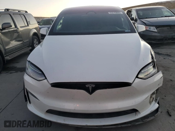 2022 Tesla Model X Plaid with VIN 7SAXCBE67NF356567, listed as a Copart auction lot 43243895 with 24,381 mi miles and Salvage Title. Bid and sale history available at DreamBid. Image 5.