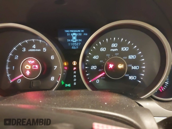 2009 Acura TL Tech with VIN 19UUA86549A015190, listed as a IAAI auction lot 41915341 with 110,527 mi miles. Bid and sale history available at carsss.com. Image 7.