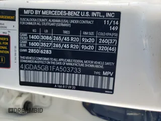 2015 Mercedes-Benz M 400 with VIN 4JGDA5GB1FA503733, listed as a Copart auction lot 42324685 with 122,478 mi miles and Clean Title. Bid and sale history available at DreamBid. Image 13.
