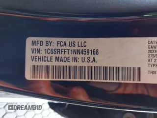 2022 Ram 1500 Big Horn with VIN 1C6SRFFT1NN459168, listed as a IAAI auction lot 42463815 with 28,421 mi miles and . Bid and sale history available at DreamBid. Image 9.