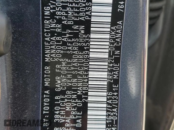 2013 Toyota Corolla L with VIN 2T1BU4EEXDC991535, listed as a Copart auction lot 52902245 with 139,413 mi miles and Salvage Title. Bid and sale history available at carsss.com. Image 12.