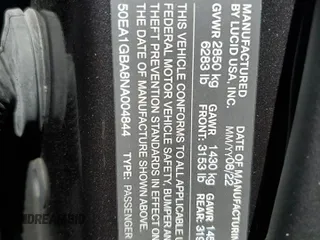 2022 Lucid Air Grand Touring z VIN 50EA1GBA8NA004844, wystawiony jako Copart lot #72620264 z przebiegiem 28 478 mil mil oraz Szkody całkowita. Historia ofert i sprzedaży dostępna na DreamBid. Obrazek 12.