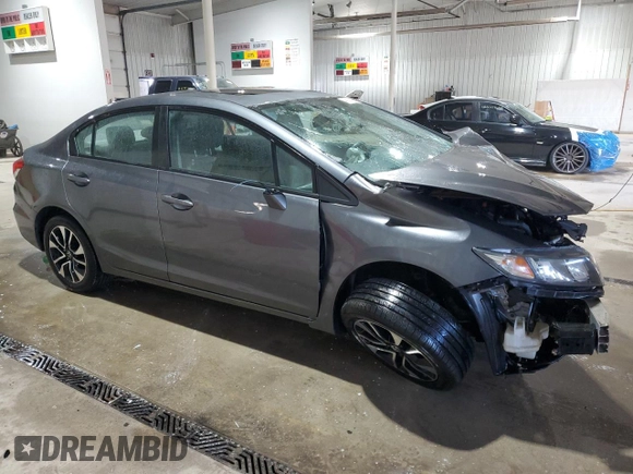 2013 Honda Civic EX with VIN 19XFB2F80DE080622, listed as a Copart auction lot 47538505 with Not Provided miles and Salvage Title. Bid and sale history available at DreamBid. Image 4.