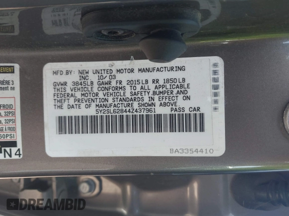 2004 Pontiac Vibe with VIN 5Y2SL62844Z437961, listed as a IAAI auction lot 42240905 with Not provided miles and . Bid and sale history available at DreamBid. Image 9.