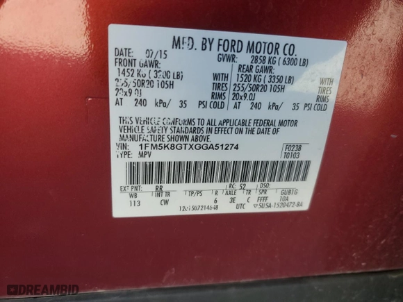 2016 Ford Explorer Sport with VIN 1FM5K8GTXGGA51274, listed as a Copart auction lot 80695084 with 154,517 mi miles and Salvage Title. Bid and sale history available at carsss.com. Image 13.