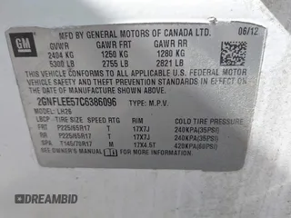 2012 Chevrolet Equinox LT w/1LT with VIN 2GNFLEE57C6386096, listed as a IAAI auction lot 41716813 with 144,139 mi miles. Bid and sale history available at carsss.com. Image 9.