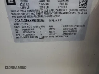 2015 GMC Terrain SLT z VIN 2GKALSEKXF6308668, wystawiony jako Copart lot #52330125 z przebiegiem 67 156 mil mil oraz Szkoda całkowita • Salvage title. Historia ofert i sprzedaży dostępna na DreamBid. Obrazek 12.
