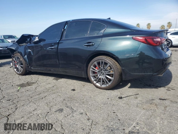 2024 Infiniti Q50 Red Sport 400 with VIN JN1FV7DPXRM660289, listed as a Copart auction lot 45370295 with 827 mi miles and Clean Title. Bid and sale history available at DreamBid. Image 2.