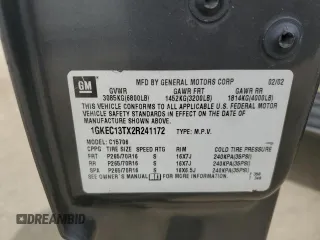 2002 GMC Yukon SLT z VIN 1GKEC13TX2R241172, wystawiony jako Copart lot #47281635 z przebiegiem Nie podano mil oraz Szkoda całkowita • Salvage title. Historia ofert i sprzedaży dostępna na DreamBid. Obrazek 15.