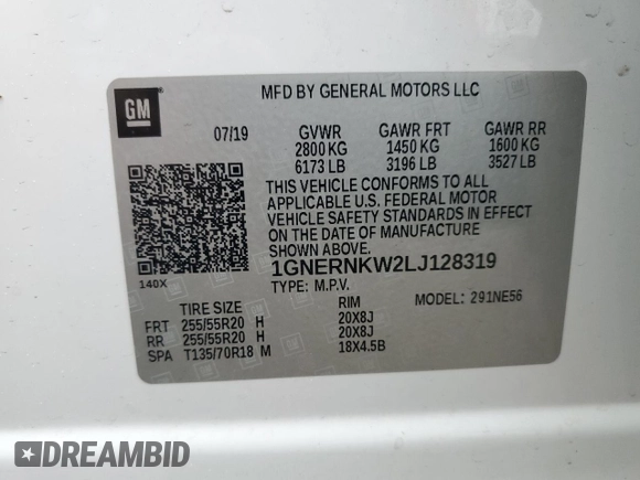 2020 Chevrolet Traverse High Country with VIN 1GNERNKW2LJ128319, listed as a Copart auction lot 79621524 with 83,590 mi miles and Salvage title. Bid and sale history available at DreamBid. Image 16.