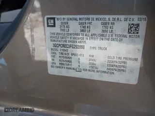 2015 Chevrolet Silverado 1500 LT with VIN 3GCPCREC3FG292888, listed as a IAAI auction lot 41416740 with 123,000 mi miles. Bid and sale history available at carsss.com. Image 9.
