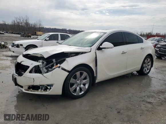 2014 Buick Regal Premium I with VIN 2G4GP5EX6E9202122, listed as a Copart auction lot 47023135 with 128,687 mi miles and Salvage Title. Bid and sale history available at DreamBid. Image 1.
