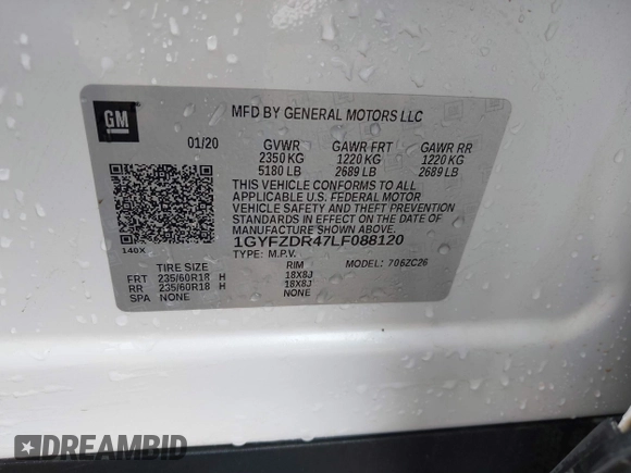 2020 Cadillac XT4 AWD Premium Luxury with VIN 1GYFZDR47LF088120, listed as a IAAI auction lot 40743205 with 68,849 mi miles and . Bid and sale history available at DreamBid. Image 9.