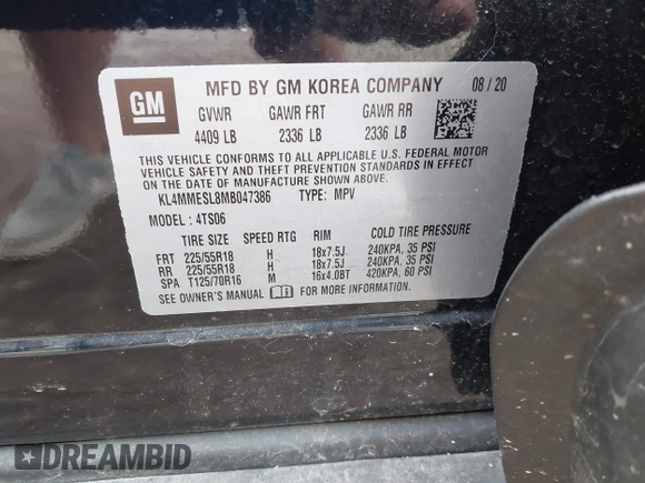 2021 Buick Encore GX Select с VIN KL4MMESL8MB047386, выставлен на аукционе IAAI как лот 42494761 с пробегом 20 823 миль миль и . История ставок и продаж доступна на DreamBid. Изображение 9.