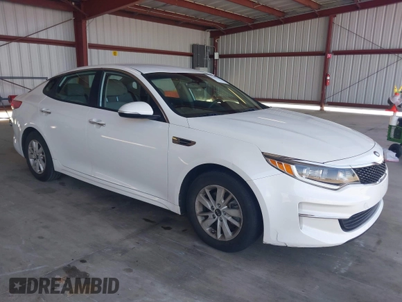 2016 Kia Optima LX with VIN KNAGT4L34G5105864, listed as a IAAI auction lot 42161194 with 106,351 mi miles. Bid and sale history available at carsss.com. Image 1.