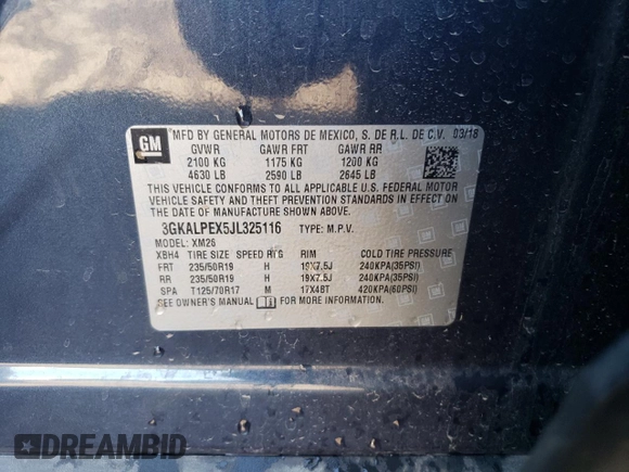 2018 GMC Terrain SLT with VIN 3GKALPEX5JL325116, listed as a Copart auction lot 46791435 with 98,385 mi miles and Salvage Title. Bid and sale history available at carsss.com. Image 13.
