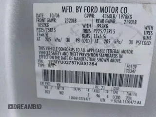 2007 Ford Escape XLS with VIN 1FMYU02Z57KB51364, listed as a IAAI auction lot 42537151 with 251,314 mi miles and . Bid and sale history available at DreamBid. Image 9.