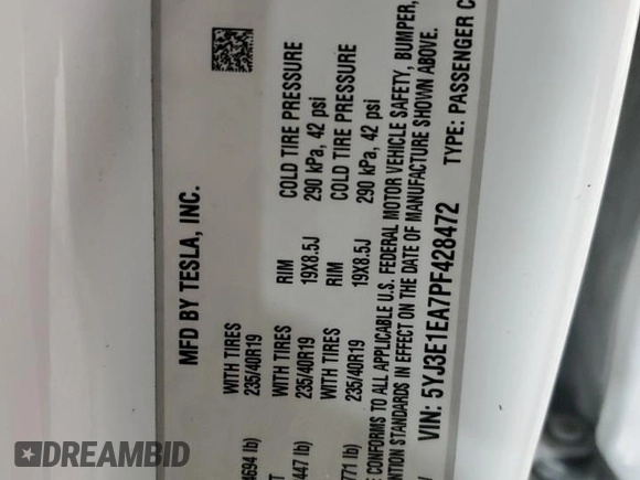 2023 Tesla Model 3 with VIN 5YJ3E1EA7PF428472, listed as a Copart auction lot 56520465 with 79,936 mi miles and Clean title. Bid and sale history available at DreamBid. Image 12.