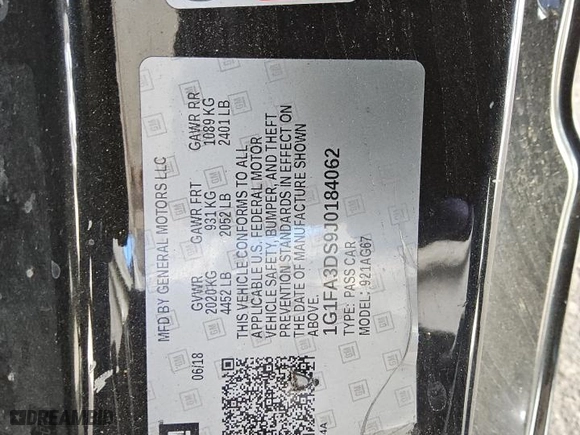 2018 Chevrolet Camaro 1LS with VIN 1G1FA3DS9J0184062, listed as a Copart auction lot 47274775 with 96,955 mi miles and Clean Title. Bid and sale history available at carsss.com. Image 12.