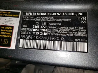 2017 Mercedes-Benz C 300 with VIN 55SWF4KB7HU198053, listed as a Copart auction lot 50348075 with 59,727 mi miles and Salvage Title. Bid and sale history available at carsss.com. Image 12.