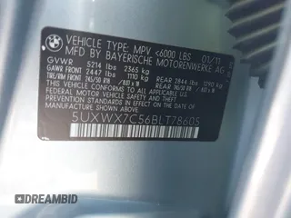 2011 BMW X3 35i with VIN 5UXWX7C56BLT78605, listed as a IAAI auction lot 41970898 with 133,781 mi miles and . Bid and sale history available at DreamBid. Image 9.