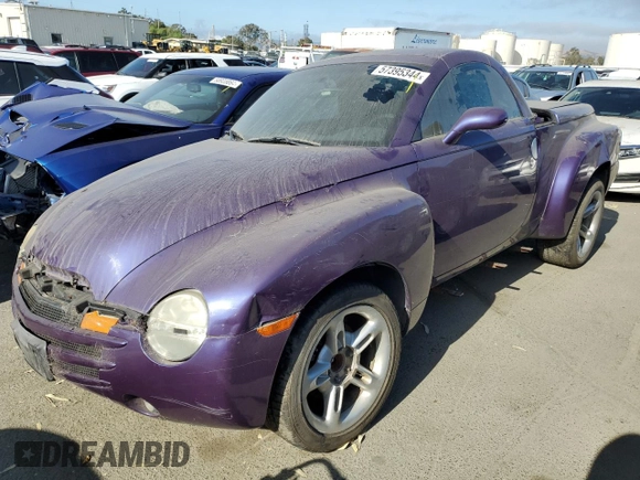 2004 Chevrolet SSR LS z VIN 1GCES14P14B107470, wystawiony jako Copart lot #57395344 z przebiegiem Nie podano mil oraz Szkoda całkowita • Salvage title. Historia ofert i sprzedaży dostępna na DreamBid. Obrazek 1.