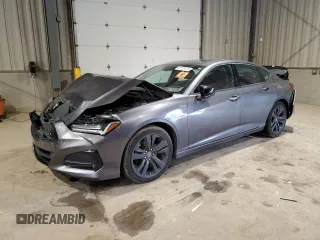 2021 Acura TLX w/A-Spec Package with VIN 19UUB6F51MA005453, listed as a Copart auction lot 55778175 with 38,641 mi miles and Salvage title. Bid and sale history available at DreamBid. Image 1.