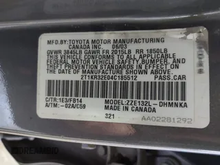 2004 Toyota Matrix Std z VIN 2T1KR32E04C185512, wystawiony jako IAAI lot #41765924 z przebiegiem 195 276 mil mil oraz . Historia ofert i sprzedaży dostępna na DreamBid. Obrazek 3.