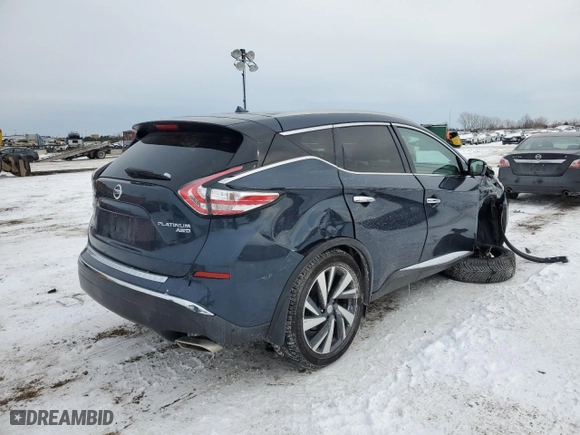 2015 Nissan Murano Platinum with VIN 5N1AZ2MH9FN232819, listed as a Copart auction lot 46922865 with 88,916 mi miles and Salvage Title. Bid and sale history available at carsss.com. Image 3.