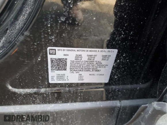 2024 Chevrolet Equinox LT with VIN 3GNAXKEG5RL373687, listed as a Copart auction lot 46404985 with 13,958 mi miles and Clean Title. Bid and sale history available at DreamBid. Image 15.