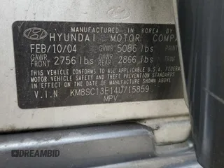 2004 Hyundai Santa Fe GLS with VIN KM8SC13E14U715859, listed as a Copart auction lot 44842925 with 137,411 mi miles and Non Repairable. Bid and sale history available at carsss.com. Image 14.