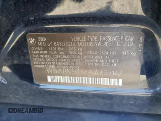 2010 BMW 3 Series 328i xDrive with VIN WBAPK5C53AA652147, listed as a Copart auction lot 55173615 with Not provided miles and Salvage title. Bid and sale history available at DreamBid. Image 12.