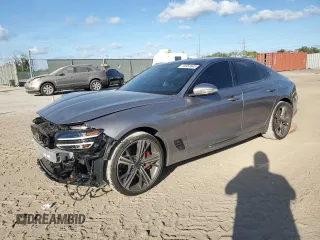 2024 Genesis G70 2.5T with VIN KMTG34SC1RU136438, listed as a Copart auction lot 44354645 with 11,831 mi miles and Salvage Title. Bid and sale history available at carsss.com. Image 1.