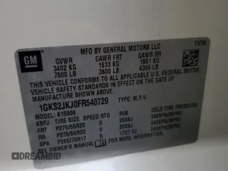 2015 GMC Yukon XL Denali with VIN 1GKS2JKJ0FR540729, listed as a Copart auction lot 46846035 with 131,849 mi miles and Salvage Title. Bid and sale history available at carsss.com. Image 15.