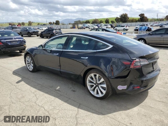 2018 Tesla Model 3 Long Range Battery with VIN 5YJ3E1EB1JF186827, listed as a Copart auction lot 51179535 with 53,649 mi miles and Salvage Title. Bid and sale history available at DreamBid. Image 2.
