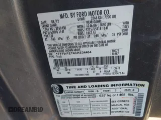 2012 Ford F-150 XL with VIN 1FTFW1ET4CKE34464, listed as a IAAI auction lot 42483610 with 235,312 mi miles and . Bid and sale history available at DreamBid. Image 9.