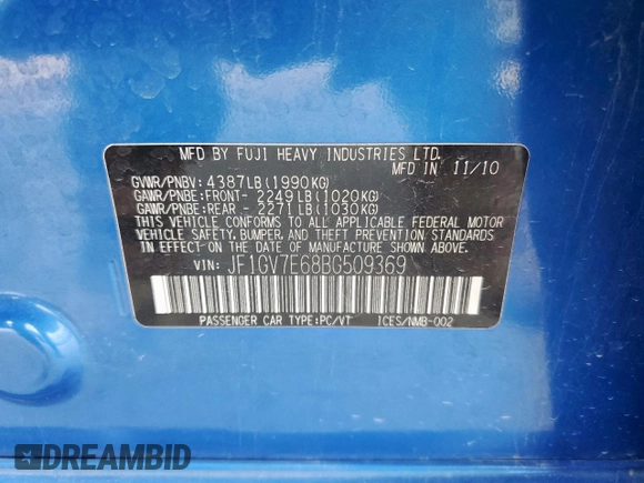 2011 Subaru WRX WRX с VIN JF1GV7E68BG509369, выставлен на аукционе Copart как лот 54242895 с пробегом 162 889 миль миль и Списание • Salvage title. История ставок и продаж доступна на DreamBid. Изображение 13.