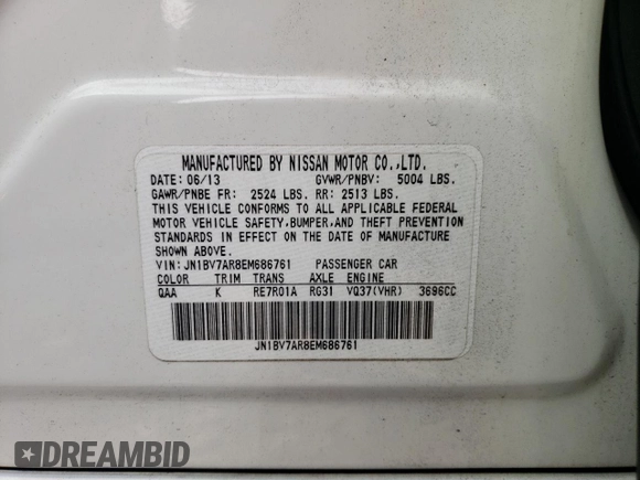2014 Infiniti Q50 Premium with VIN JN1BV7AR8EM686761, listed as a Copart auction lot 49650385 with 157,113 mi miles and Salvage Title. Bid and sale history available at carsss.com. Image 12.