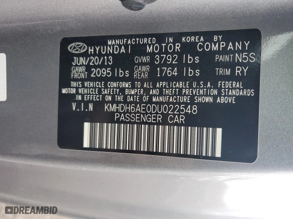 2013 Hyundai Elantra Coupe GS with VIN KMHDH6AE0DU022548, listed as a Copart auction lot 48144175 with 119,481 mi miles and Salvage Title. Bid and sale history available at carsss.com. Image 12.