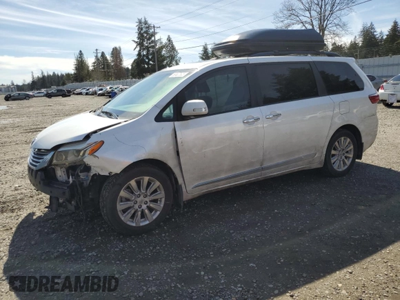 2015 Toyota Sienna Ltd with VIN 5TDDK3DC8FS094426, listed as a Copart auction lot 50447625 with 109,608 mi miles and Salvage Title. Bid and sale history available at carsss.com. Image 1.