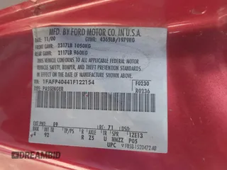 2001 Ford Mustang Standard z VIN 1FAFP40441F122154, wystawiony jako IAAI lot #41866131 z przebiegiem 214 865 mil mil oraz . Historia ofert i sprzedaży dostępna na DreamBid. Obrazek 9.