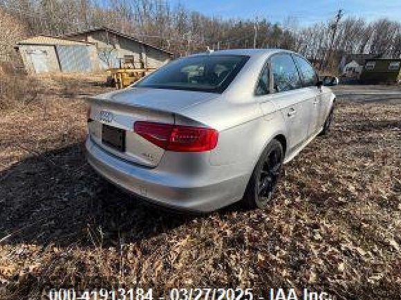 2015 Audi A4 Premium with VIN WAUBFAFL2FN005997, listed as a IAAI auction lot 41913184 with 108,438 mi miles. Bid and sale history available at carsss.com. Image 4.