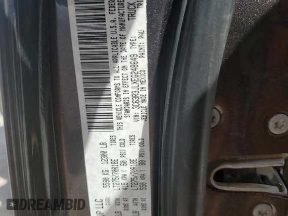 2014 Ram 3500 Laramie with VIN 3C63R3JLXEG248649, listed as a Copart auction lot 61216294 with Not Provided miles and Salvage Title. Bid and sale history available at carsss.com. Image 12.