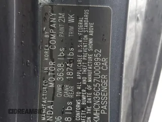 2007 Hyundai Accent SE with VIN KMHCN36C57U008952, listed as a Copart auction lot 86095324 with 167,601 mi miles and Salvage Title. Bid and sale history available at carsss.com. Image 12.