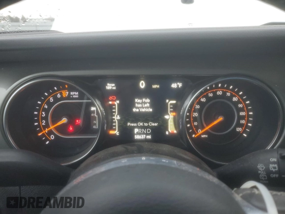 2019 Jeep Wrangler Unlimited Sahara with VIN 1C4HJXEG5KW600639, listed as a Copart auction lot 49314565 with 58,637 mi miles and Salvage title. Bid and sale history available at DreamBid. Image 9.