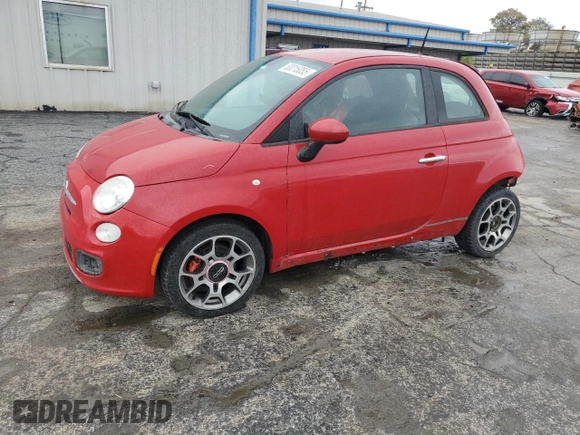2013 FIAT 500 Sport with VIN 3C3CFFBR5DT599680, listed as a Copart auction lot 50015055 with 62,510 mi miles and Salvage Title. Bid and sale history available at carsss.com. Image 1.