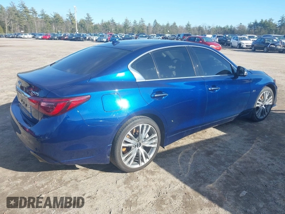 2020 Infiniti Q50 Luxe with VIN JN1EV7AR8LM250180, listed as a IAAI auction lot 41836636 with 53,627 mi miles and . Bid and sale history available at DreamBid. Image 4.