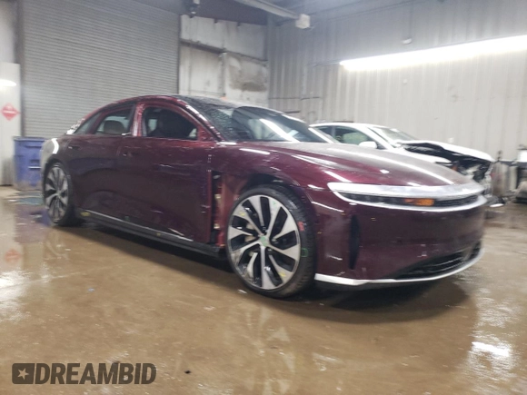 2022 Lucid Air Grand Touring z VIN 50EA1GBA0NA001260, wystawiony jako Copart lot #52131155 z przebiegiem 25 673 mil mil oraz Szkody całkowita. Historia ofert i sprzedaży dostępna na DreamBid. Obrazek 4.
