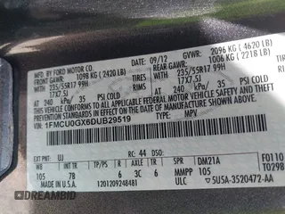 2013 Ford Escape SE with VIN 1FMCU0GX6DUB29519, listed as a IAAI auction lot 42281464 with 129,671 mi miles and . Bid and sale history available at DreamBid. Image 9.