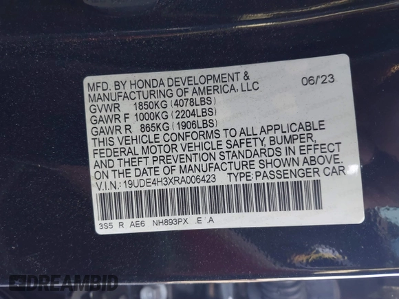 2024 Acura Integra w/A-Spec Package z VIN 19UDE4H3XRA006423, wystawiony jako IAAI lot #41073795 z przebiegiem 11 109 mil mil oraz . Historia ofert i sprzedaży dostępna na DreamBid. Obrazek 9.